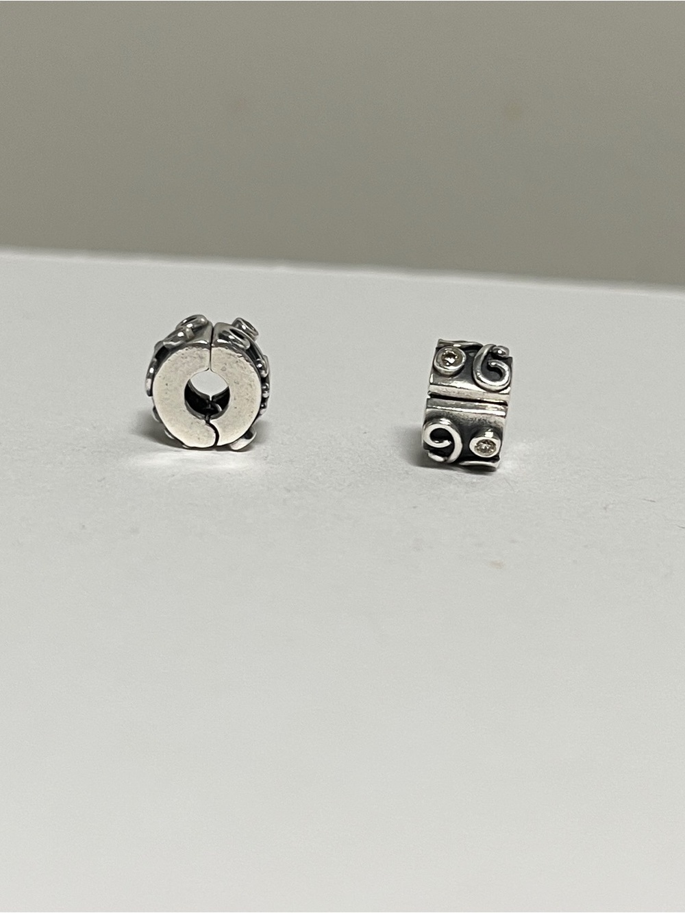 Pandora Silver Swirl Dot Decorative Charm Beads - Silver - Picture 2 of 3